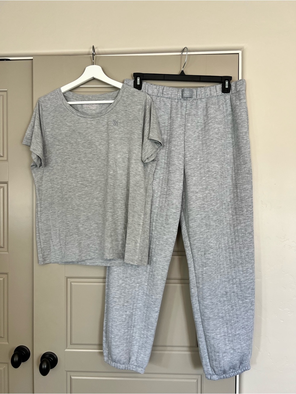 VS Soft Grey Pajama Set - Comfort Tee & Elastic Waist Pants
